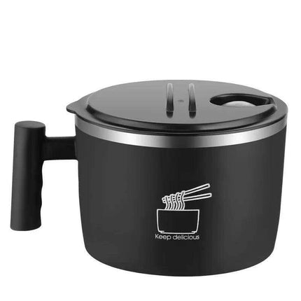 Charming 1000ml Insulated Stainless Steel Ramen Bowl with Lid & Handle - Ideal for Soups, Salads, and Breakfast Favorites - Très Elite