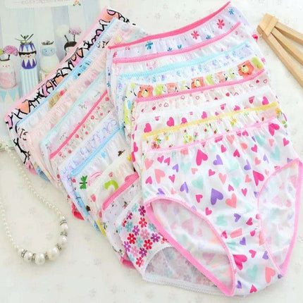 Charming 12-Pack Girls' Cotton Briefs, Soft Triangle Underwear for Ages 2-12 - Très Elite