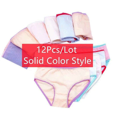 Charming 12-Pack Girls' Cotton Briefs, Soft Triangle Underwear for Ages 2-12 - Très Elite