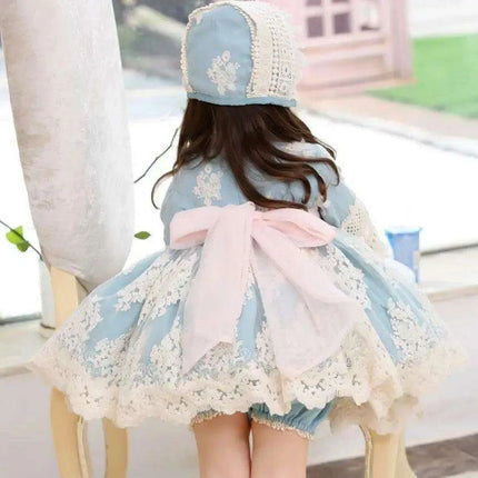 Charming 3-Piece Autumn Spanish Lolita Princess Lace Dress Set for Girls 12M-6T - Très Elite