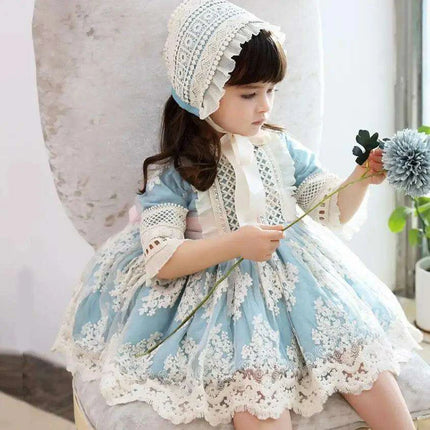 Charming 3-Piece Autumn Spanish Lolita Princess Lace Dress Set for Girls 12M-6T - Très Elite