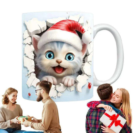 Charming 3D Cat Enthusiast's Ceramic Mug with Enchanting Feline Artwork and Peaceful Scenery - Très Elite