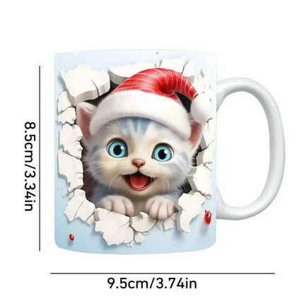 Charming 3D Cat Enthusiast's Ceramic Mug with Enchanting Feline Artwork and Peaceful Scenery - Très Elite