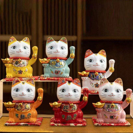 Charming 5-Inch Maneki Neko Ceramic Bank - A Playful Touch of Good Fortune for Your Home - Très Elite