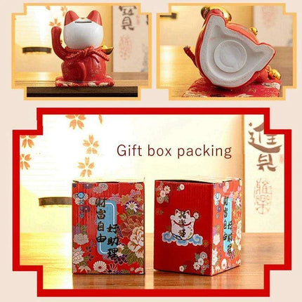 Charming 5-Inch Maneki Neko Ceramic Bank - A Playful Touch of Good Fortune for Your Home - Très Elite