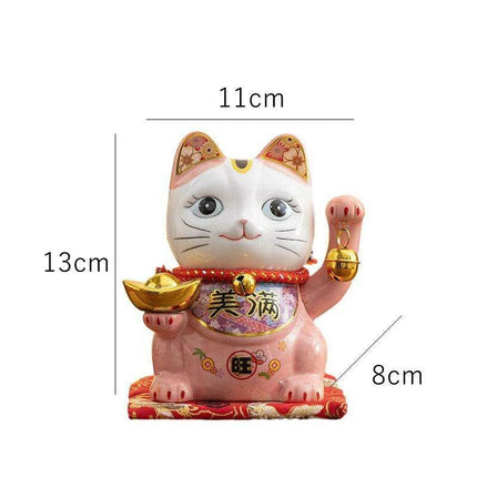 Charming 5-Inch Maneki Neko Ceramic Bank - A Playful Touch of Good Fortune for Your Home - Très Elite