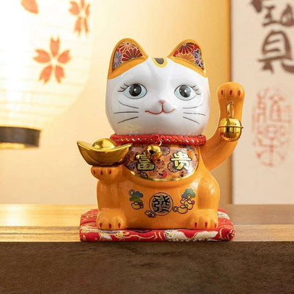 Charming 5-Inch Maneki Neko Ceramic Bank - A Playful Touch of Good Fortune for Your Home - Très Elite