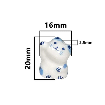 Charming Anime-Inspired Lucky Cat Ceramic Beads for Creative Jewelry Projects - 15x21mm Porcelain Essentials with Vertical Hole..