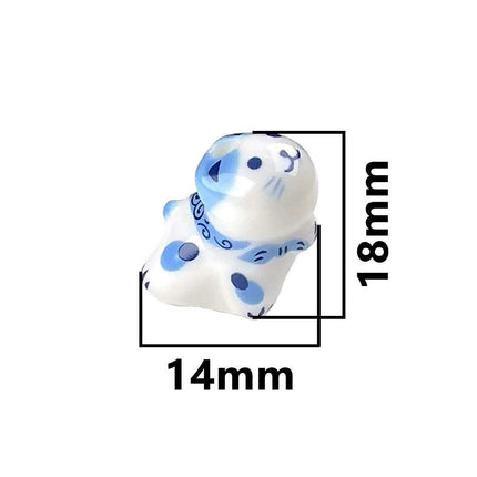 Charming Anime-Inspired Lucky Cat Ceramic Beads for Creative Jewelry Projects - 15x21mm Porcelain Essentials with Vertical Hole - Très Elite