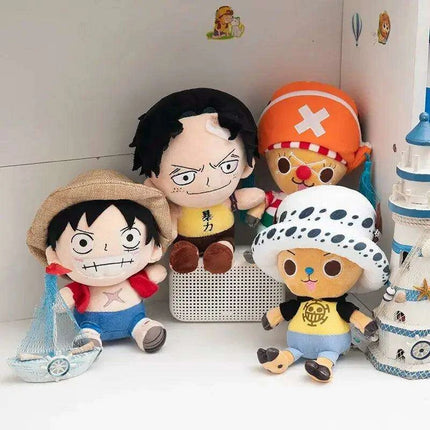 Charming Anime Plush Doll Set - Luffy, Chopper, Ace & Law - 25CM Collectible Figures for Kids and Loved Ones