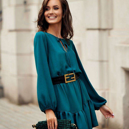 Charming Blush Ruffled Day Dress - Très Elite