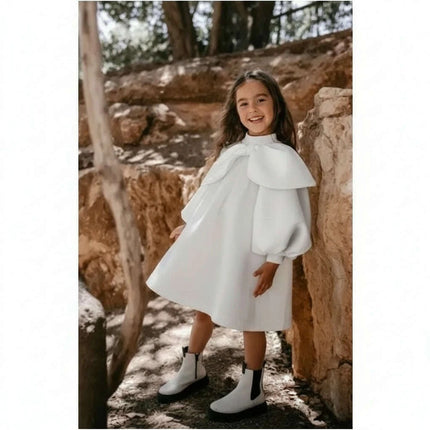 Charming Boutique Princess Dress for Girls with Elegant Bow and Puff Sleeves- Très Elite- Très Elite