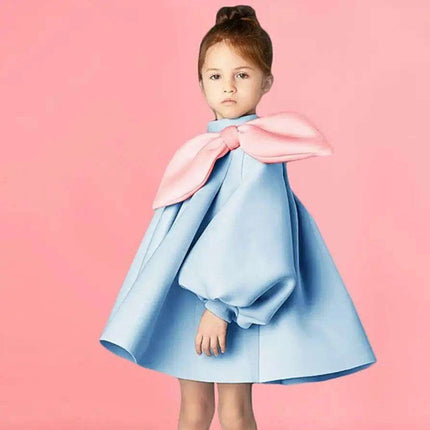Charming Boutique Princess Dress for Girls with Elegant Bow and Puff Sleeves - Très Elite