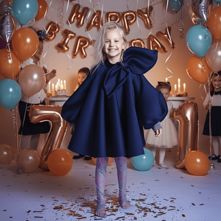 Charming Boutique Princess Dress for Girls with Elegant Bow and Puff Sleeves - Très Elite