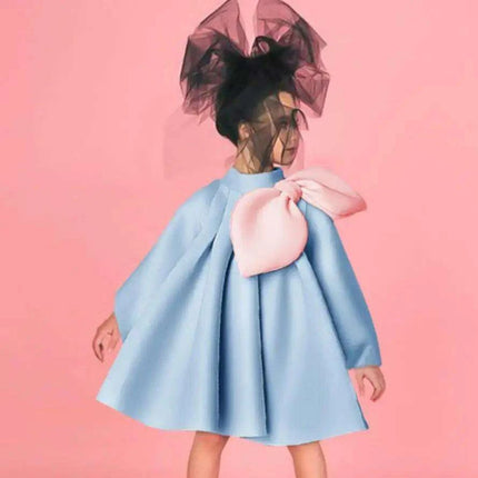 Charming Boutique Princess Dress for Girls with Elegant Bow and Puff Sleeves - Très Elite