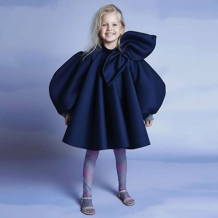 Charming Boutique Princess Dress for Girls with Elegant Bow and Puff Sleeves - Très Elite