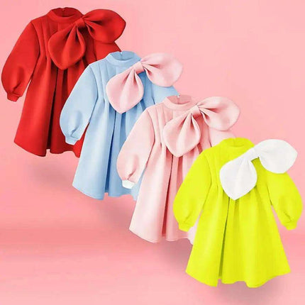 Charming Boutique Princess Dress for Girls with Elegant Bow and Puff Sleeves - Très Elite
