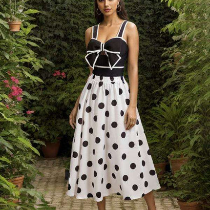 Charming Bow-Embellished Swim Set with Playful Polka Dot Skirt for Trendy Escapes - Très Elite