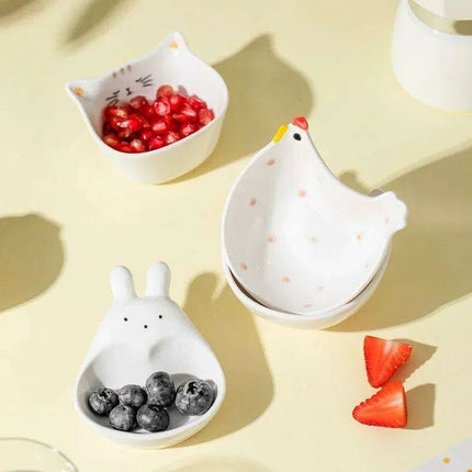 Charming Bunny and Kitty Ceramic Sauce Dish Set for Whimsical Dining Experiences - Très Elite