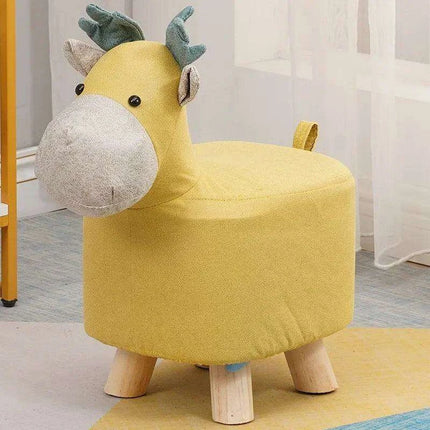 Charming Cartoon Animal Wooden Stool for Kids - Fun and Portable Shoe Changing Seat..