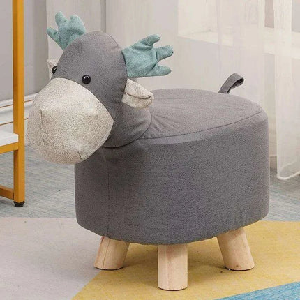 Charming Cartoon Animal Wooden Stool for Kids - Fun and Portable Shoe Changing Seat..