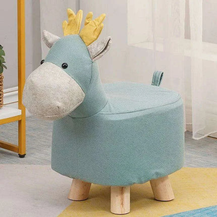 Charming Cartoon Animal Wooden Stool for Kids - Fun and Portable Shoe Changing Seat..