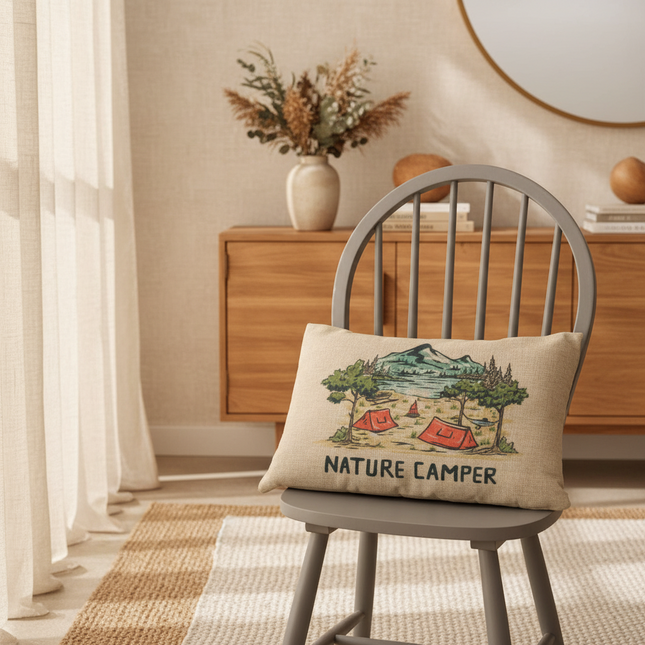 Charming Cartoon Camper Linen Throw Pillow Cover - Très Elite