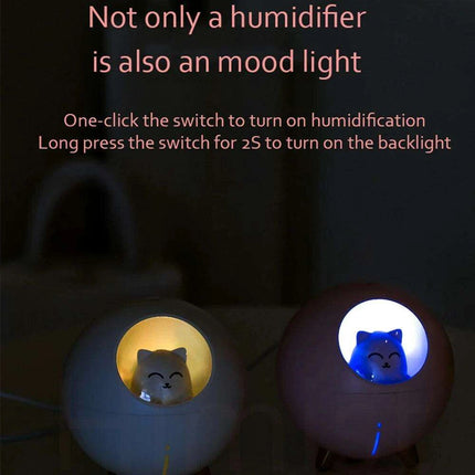 Charming Cat Design Ultrasonic Humidifier with Colorful LED Night Light and USB Compatibility - Très Elite