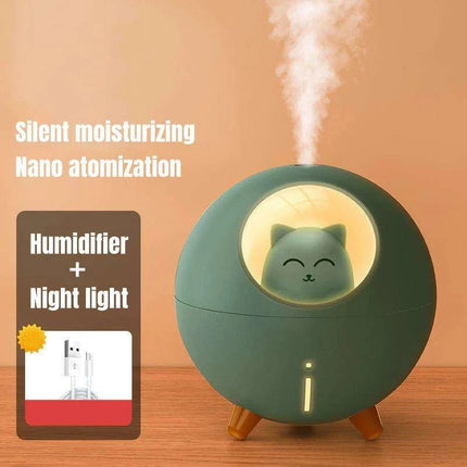 Charming Cat Design Ultrasonic Humidifier with Colorful LED Night Light and USB Compatibility - Très Elite