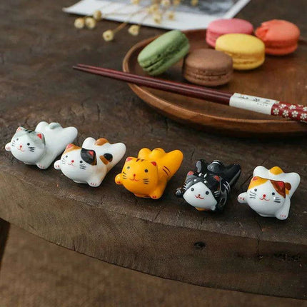 Charming Cat-Themed Ceramic Chopstick Holder - Whimsical Dining Delight - Très Elite