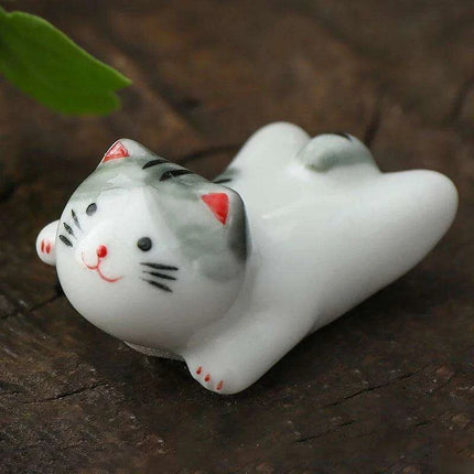 Charming Cat-Themed Ceramic Chopstick Holder - Whimsical Dining Delight - Très Elite