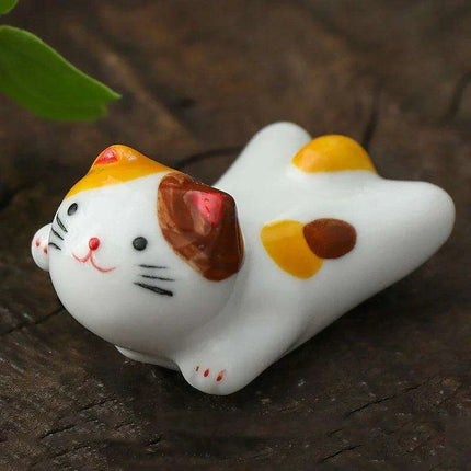 Charming Cat-Themed Ceramic Chopstick Holder - Whimsical Dining Delight - Très Elite