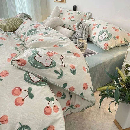 Charming Cherry Blossom Soft Washed Cotton Bedding Set- Très Elite- Très Elite