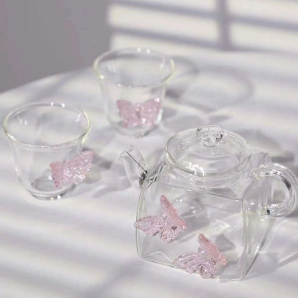 Charming Chinese Butterfly Teapot and Glassware Set for Tea and Cocktails - Très Elite