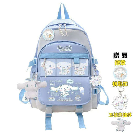 Charming Cinnamoroll Plush Backpack - Stylish and Spacious Kids' School Bag in Black and Blue Sanrio Theme..