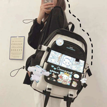 Charming Cinnamoroll Plush Backpack - Stylish and Spacious Kids' School Bag in Black and Blue Sanrio Theme - Très Elite