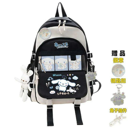 Charming Cinnamoroll Plush Backpack - Stylish and Spacious Kids' School Bag in Black and Blue Sanrio Theme - Très Elite