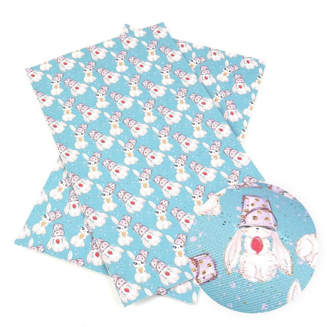 Charming Easter Bunny Vegan Leather Crafting Fabric for Creative Projects