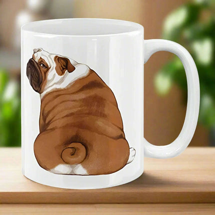 Charming English Bulldog Look Back Ceramic Coffee Mug - 11 OZ Whimsical Gift for Dog Lovers - Très Elite