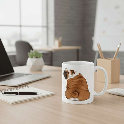 Charming English Bulldog Look Back Ceramic Coffee Mug - 11 OZ Whimsical Gift for Dog Lovers - Très Elite