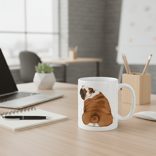 Charming English Bulldog Look Back Ceramic Coffee Mug - 11 OZ Whimsical Gift for Dog Lovers - Très Elite