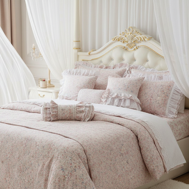 European Elegance Lumbar Pillow with Princess Ruffle Lace