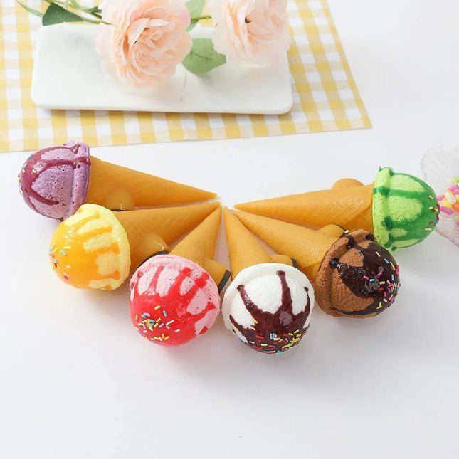 Charming Faux Chocolate Ice Cream Cone Decorative Set - Pack of 6 Delightful Delicacies