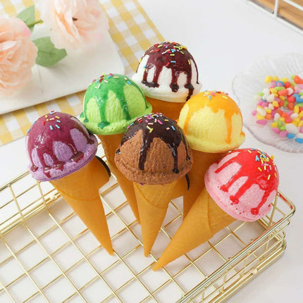 Charming Faux Chocolate Ice Cream Cone Decorative Set - Pack of 6 Delightful Delicacies - Très Elite