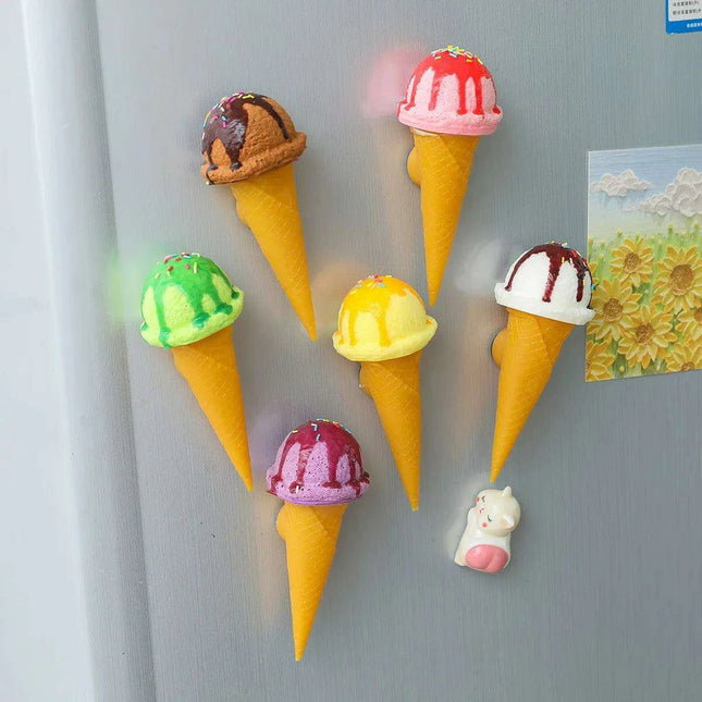 Charming Faux Chocolate Ice Cream Cone Decorative Set - Pack of 6 Delightful Delicacies
