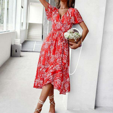 Charming Floral A-Line Dress with Effortless Elegance - Très Elite