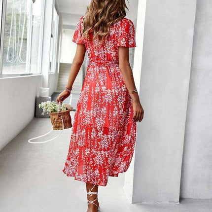 Charming Floral A-Line Dress with Effortless Elegance - Très Elite