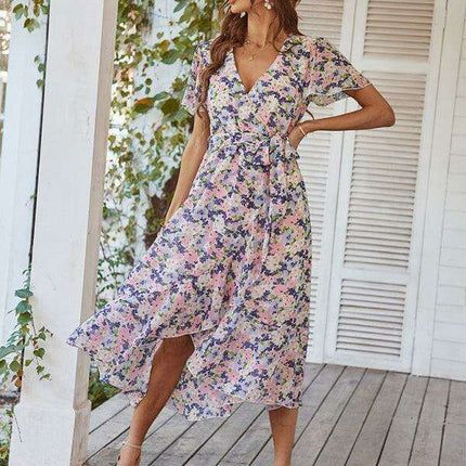 Charming Floral A-Line Dress with Effortless Elegance - Très Elite