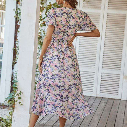 Charming Floral A-Line Dress with Effortless Elegance - Très Elite