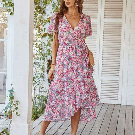 Charming Floral A-Line Dress with Effortless Elegance - Très Elite